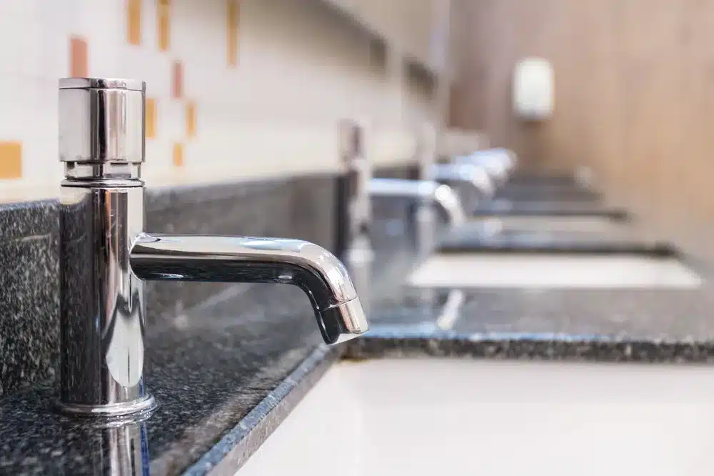 Sinks in commercial building in Sacramento, CA.